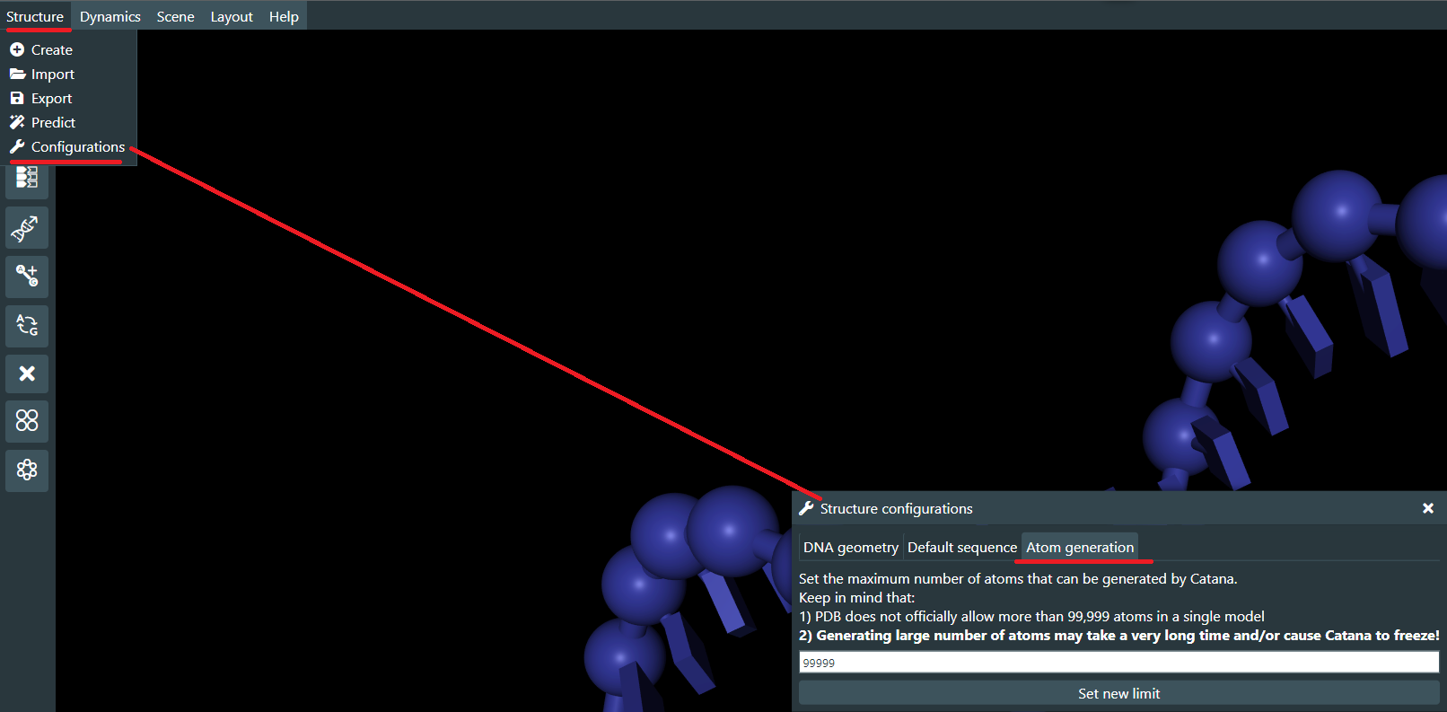 Changing the atom generation limit