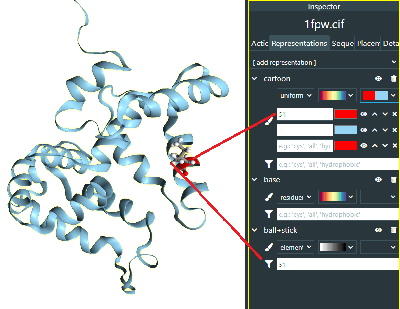 Residue with the given index higlighted